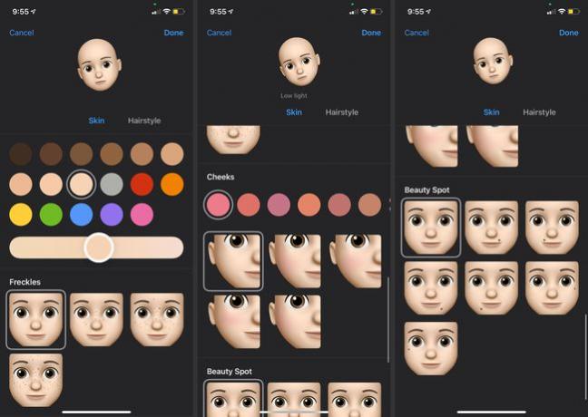 Opções de skin para um Memoji