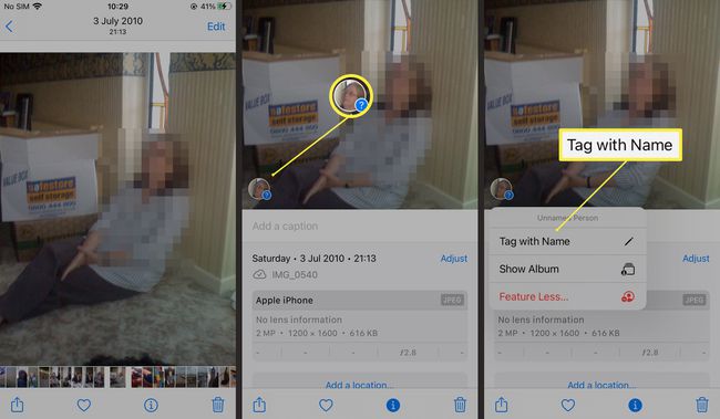 Потребни кораци да бисте некога означили именом на Фотографијама у иОС-у 15
