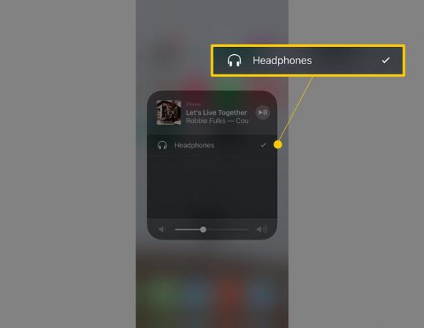 Fones de ouvido na tela AirPlay no iOS