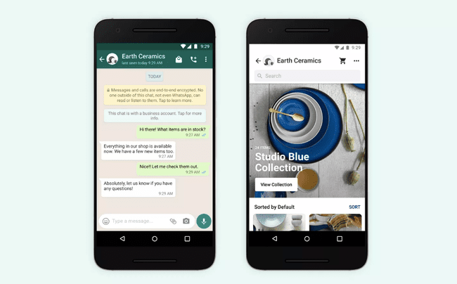 Račun Earth Ceramics, kot je prikazan v WhatsApp na telefonu Android