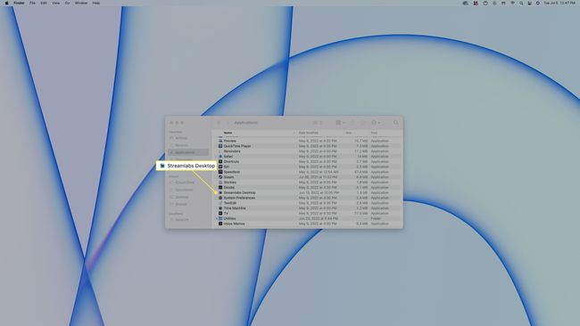 Streamlabs في مجلد تطبيقات macOS