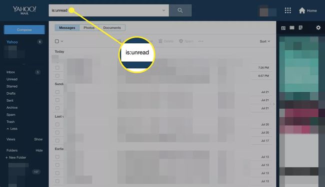 Pesquisando e-mails não lidos no Yahoo Mail