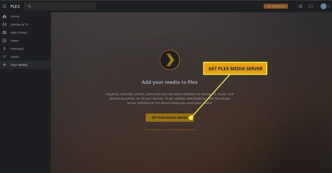 「Plexメディアサーバーを取得」ボタン