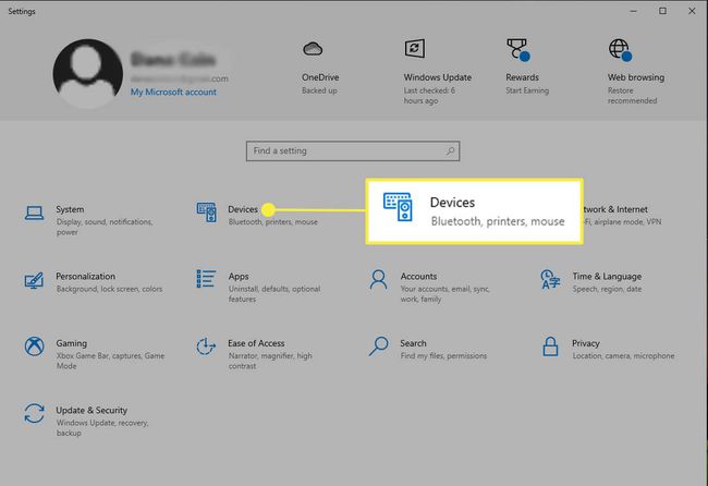 Windows 10, Ayarlar Aygıtları'nı seçme