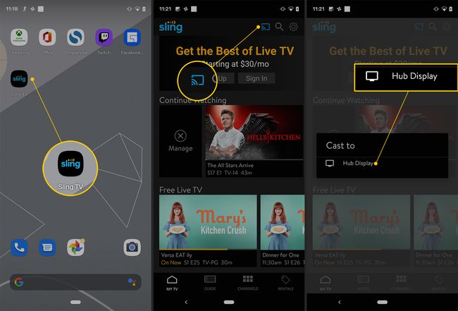 Casting Sling TV pe un televizor de pe Android