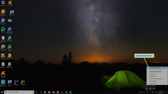 Windows 10'da bir bluetooth cihazı ekleme seçimi