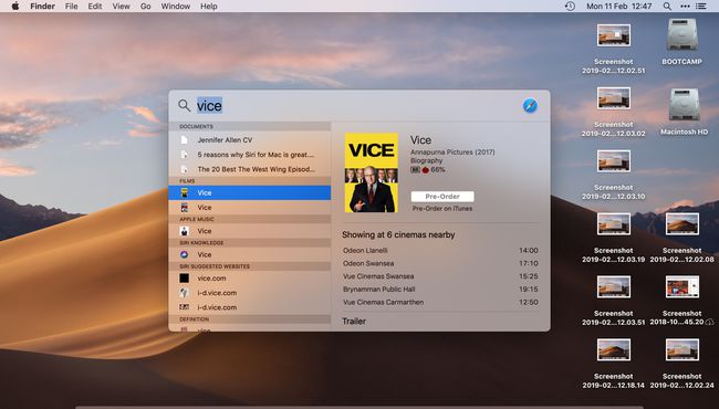 Mac OS Spotlight Search Film Purchase Preview