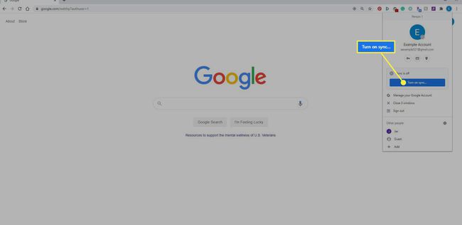 Przycisk „Włącz synchronizację” w Chrome