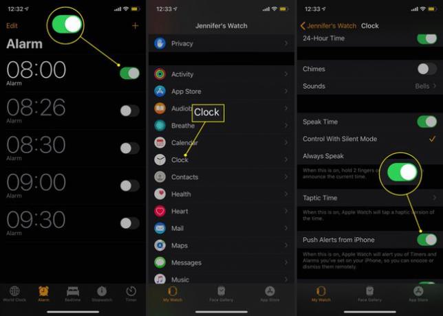 Activarea alarmelor Apple Watch de pe un iPhone