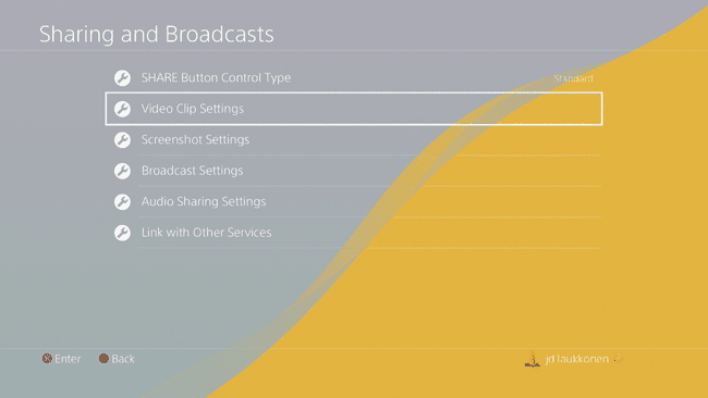 PS4 공유 및 방송 설정 스크린샷.