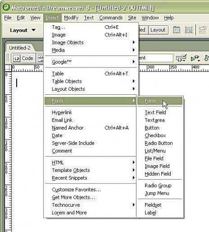 Erstellen eines Formulars in Dreamweaver