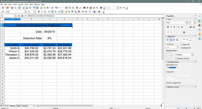 De titelkop selecteren in OpenOffice Calc.