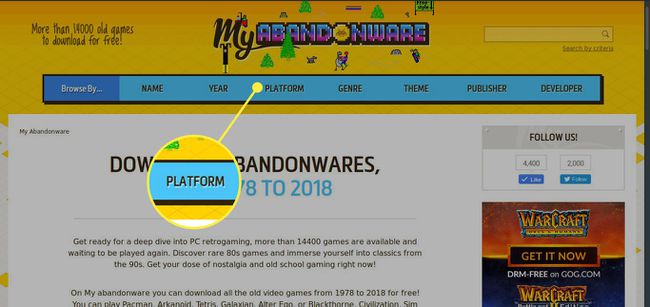 O título da plataforma em My Abandonware