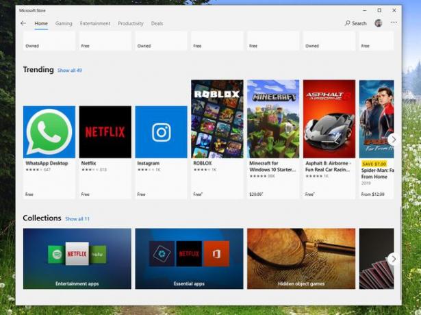 Екранна снимка на Тенденции и колекции в Microsoft Store