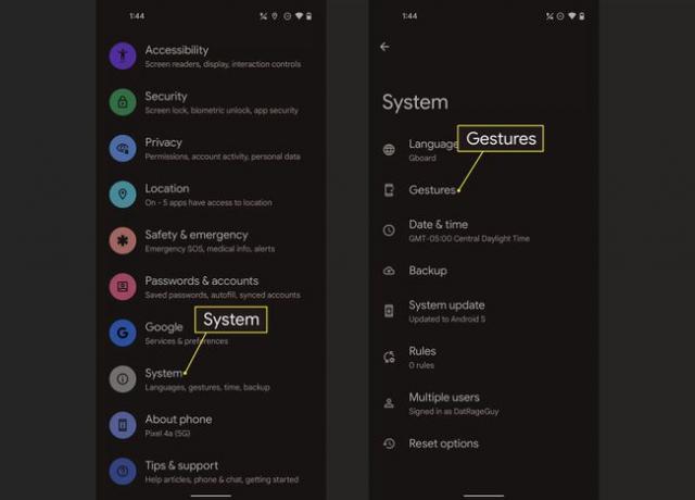 სისტემა და ჟესტები Android 12-ის პარამეტრებში