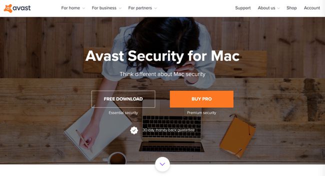 Sitio web de Avast para Mac