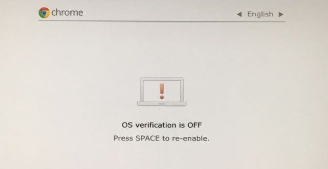 Chrome OS'yi yüklemek için OS doğrulamasının KAPALI olduğunu söyleyen ekranda Ctrl + D tuşlarına basın.