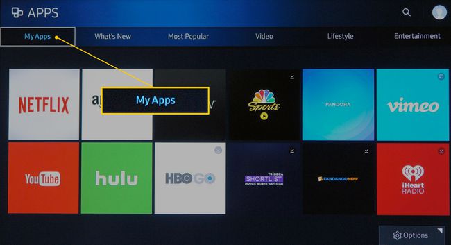 Schermata Le mie app Samsung Smart TV