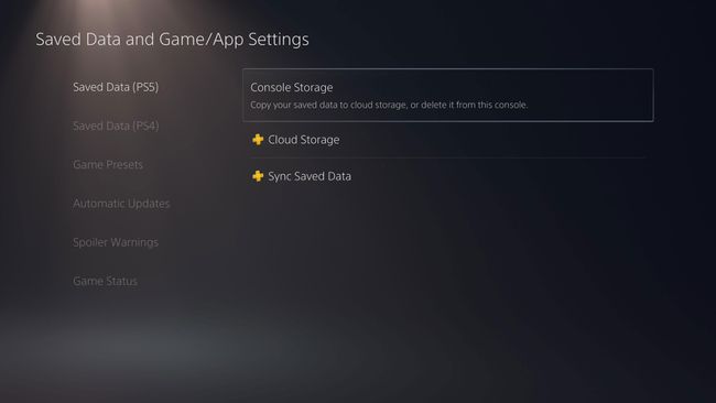 „Console Storage“ в настройките за запазени данни и GameApp