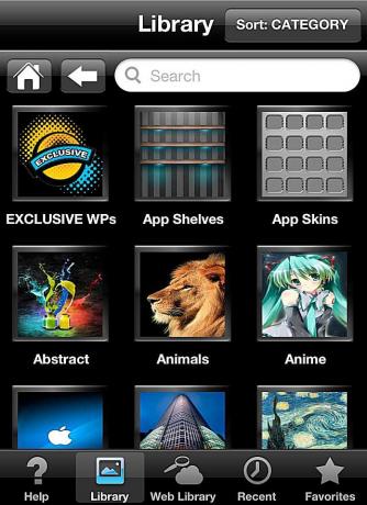 Aplicativo de papel de parede iCandy Shelves & Skins para iPhone