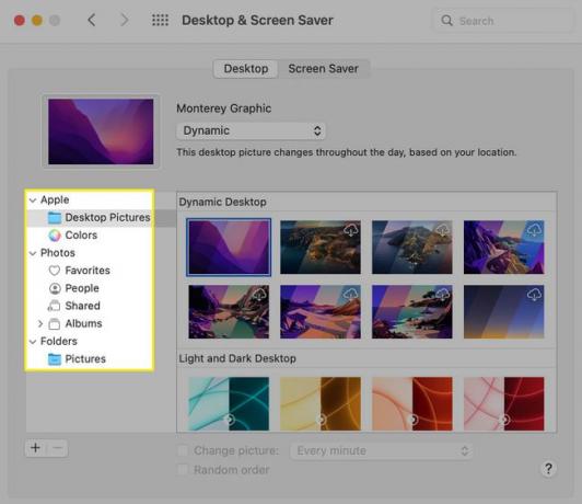 Opțiunile Desktop și Screen Saver pe Mac