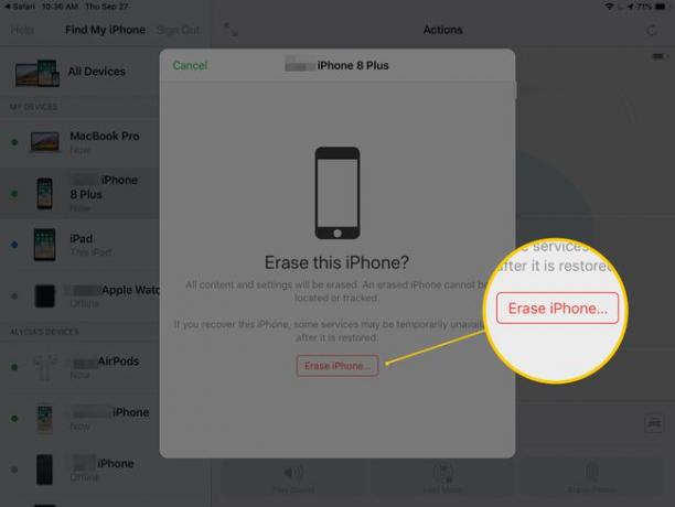 「iPhoneを消去」の赤いボタンで「iPhoneを探す」アプリ