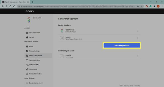 PSNファミリーアカウント設定でファミリーメンバーを追加します。