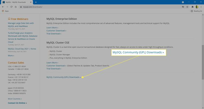 Auswahl des Links zum MySQL-Community-Download.