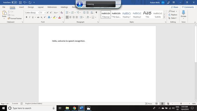 Bir Microsoft Word belgesindeyken Konuşma Tanıma