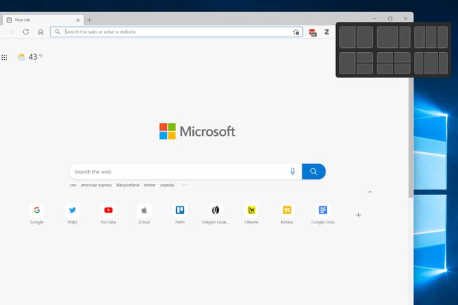Snímek obrazovky nabídky rozvržení snap ve Windows 11.