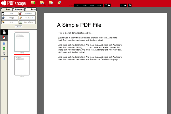 PDFescape Online-PDF-Editor