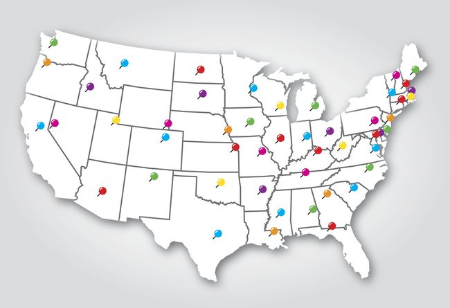 Mapa das capitais dos Estados Unidos