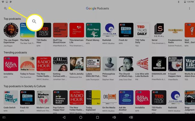 ไอคอนค้นหาบนหน้าเว็บ Google Podcasts