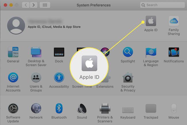 Preferencias del sistema en macOS con ID de Apple resaltado