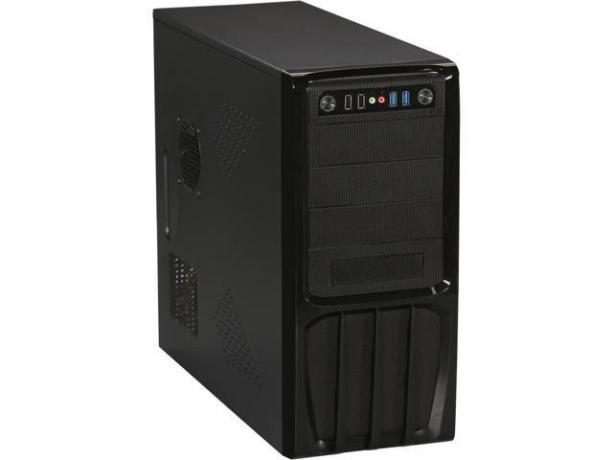 Um estojo preto Rosewill R536-BK ATX torre média para computador