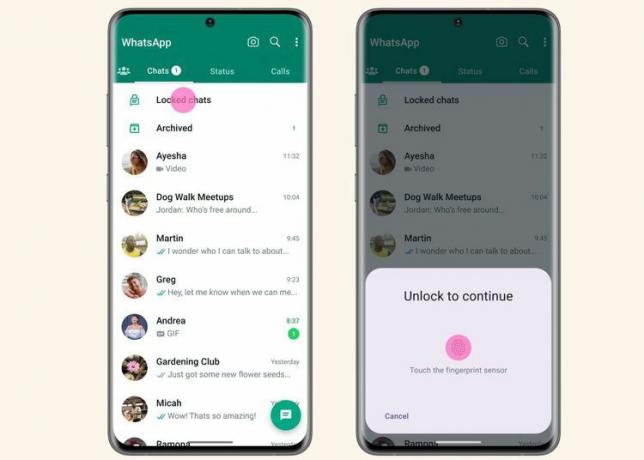 „WhatsApp“ pokalbių užraktas.