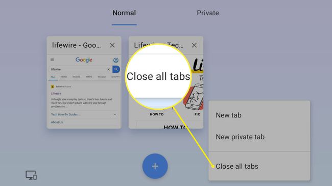 Toque Cerrar todas las pestañas.