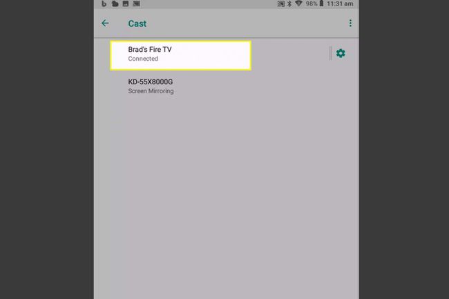 Fire TV in pametni TV v nastavitvah Android Cast.