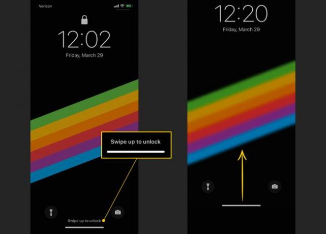 Sveip opp for å låse opp, Sveip bevegelse opp på iPhone X