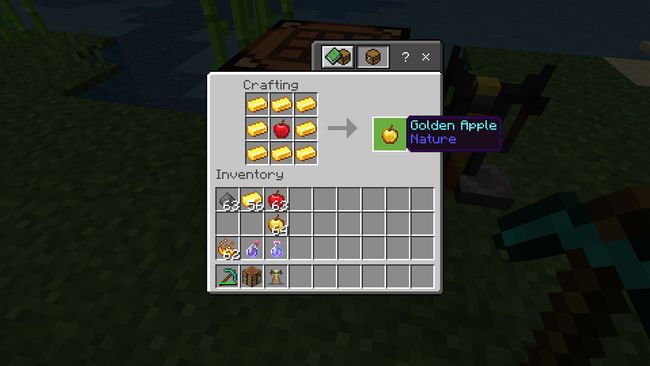 Auksinis obuolys „Minecraft“ gaminimo lentelėje