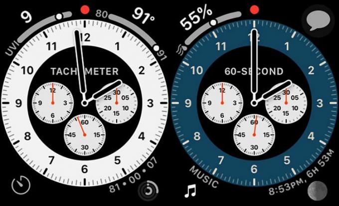 Chronograph Pro pulksteņa ciparnīca Apple Watch.