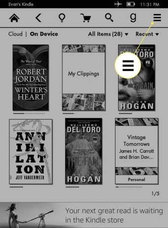 Меню Більше на Kindle Paperwhite