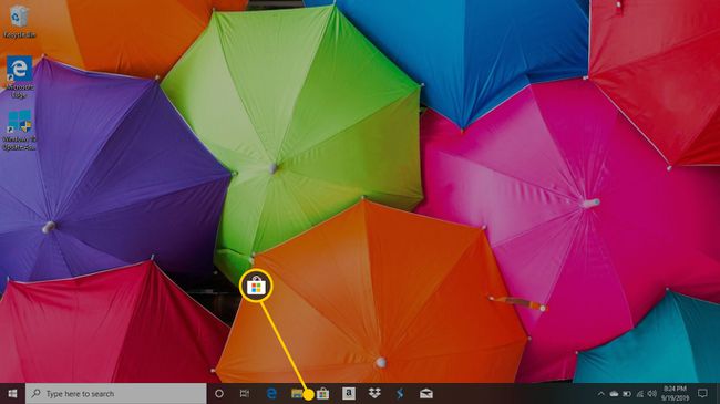 Desktop PC dengan ikon Microsoft Store terbuka