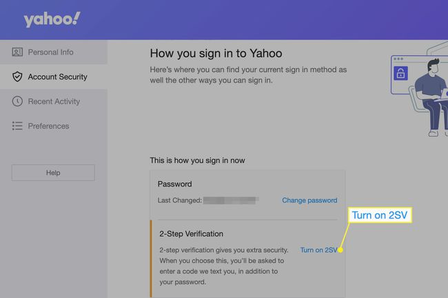 Ative o link da verificação em duas etapas no Yahoo Mail