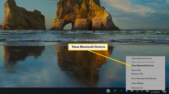 Mostra il menu Dispositivi Bluetooth in Windows 10