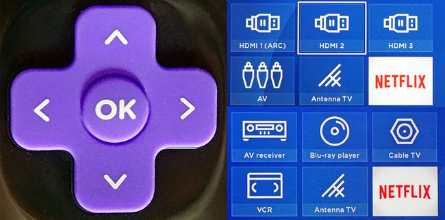 Roku TV Remote — ปุ่มกดทิศทาง — เปลี่ยนชื่ออินพุตบนโฮมเมนู