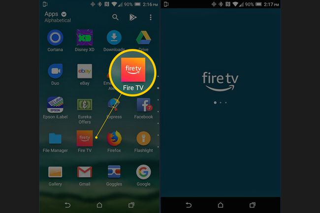 Fire TV-Symbol in der Amazon Fire TV-Smartphone-App auf Android