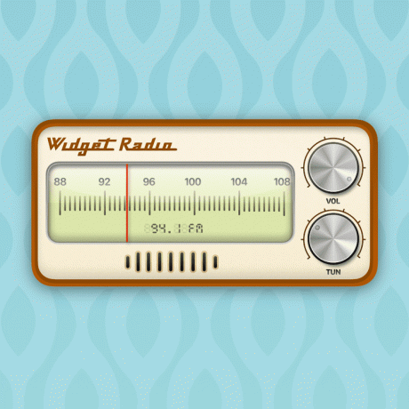 レトロな壁紙の背景にラジオ ウィジェット。