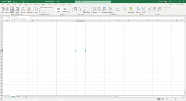 Screenshot von Aus dem Web auf der Registerkarte Excel-Daten