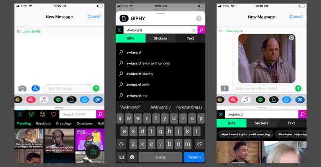 Verwenden der Giphy iMessage-App, um ein GIF per SMS zu senden